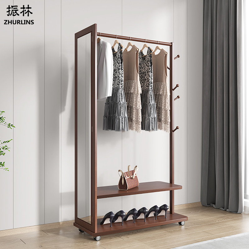 Solid wood clothes hat rack with mirror full body full-body mirror hanger floor bedroom living room home clothes rack hanging hanger