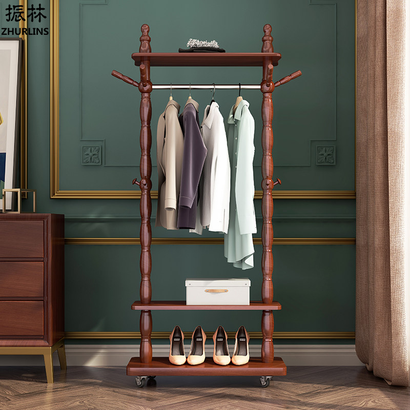 European hanger Floor-to-ceiling bedroom net red ins vertical foyer shake sound with the same clothes rack Solid wood coat rack