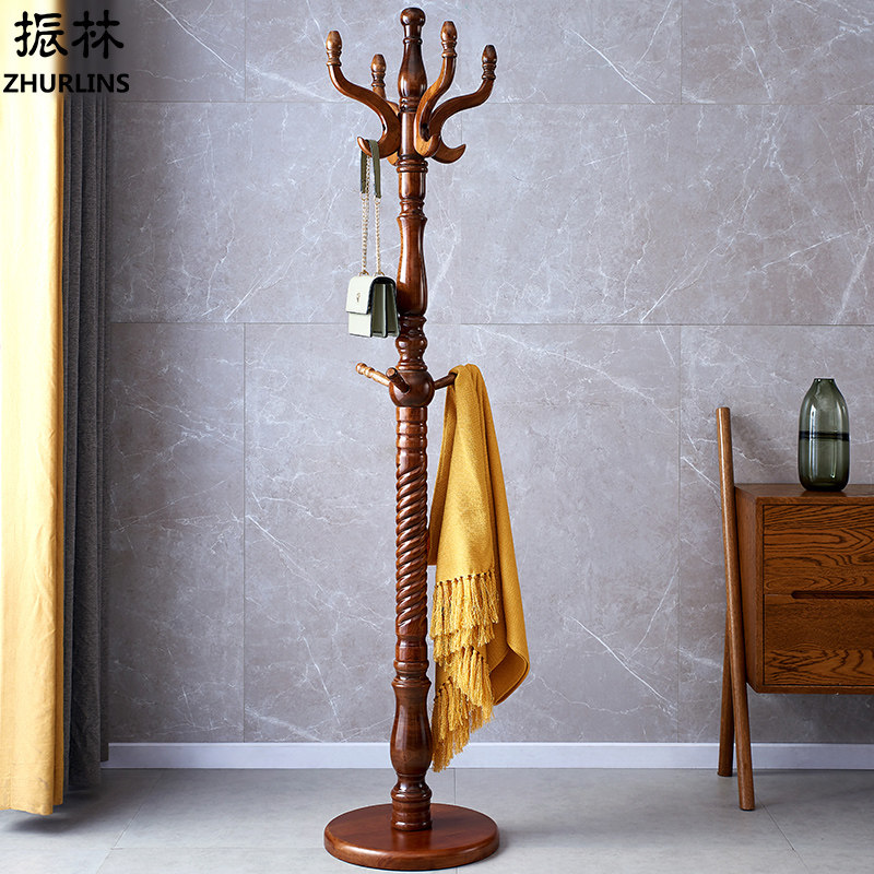 Coat hanger floor-to-ceiling bedroom all solid wood room single-pole vertical coat hanger hotel hotel high-end retro coat rack