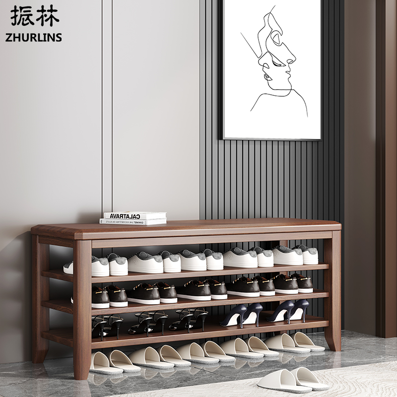 Full Solid Wood Changing Shoes Stool Home Doorway Light Lavish Shoe Racks Integrated Into The Family Door Shoe Cabinet Can Be Sat On The Shoes Stool Multilayer