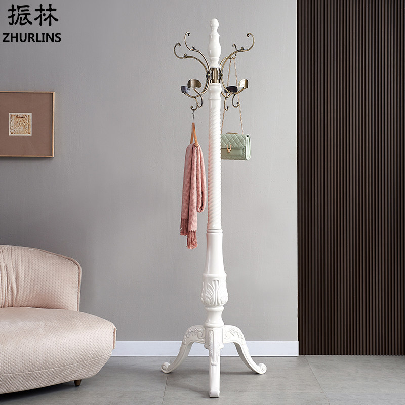 European-style coat rack vertical hanger floor-to-ceiling bedroom solid wood home room single-bar American style large clothes rack