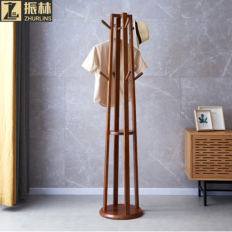 Zhenlin Multifunction Full Solid Wood Floor Clothes Hat Rack Bedroom White Wax Wood American Countryside Hotel Set Clothes Hanger