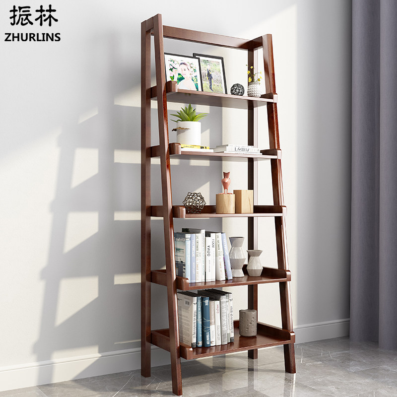 Walnut Wood Full Solid Wood Shelf Shelve Shelf Nordic Multilayer Trapezoidal Children Holding Layer Shelf Floor Simple Minimalist Flower Shelf