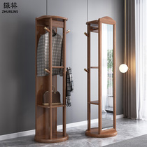 Full body mirror floor wearing clothing mirror hanging hanger bedroom one-piece audition mirror home solid wood cloister holder swivel