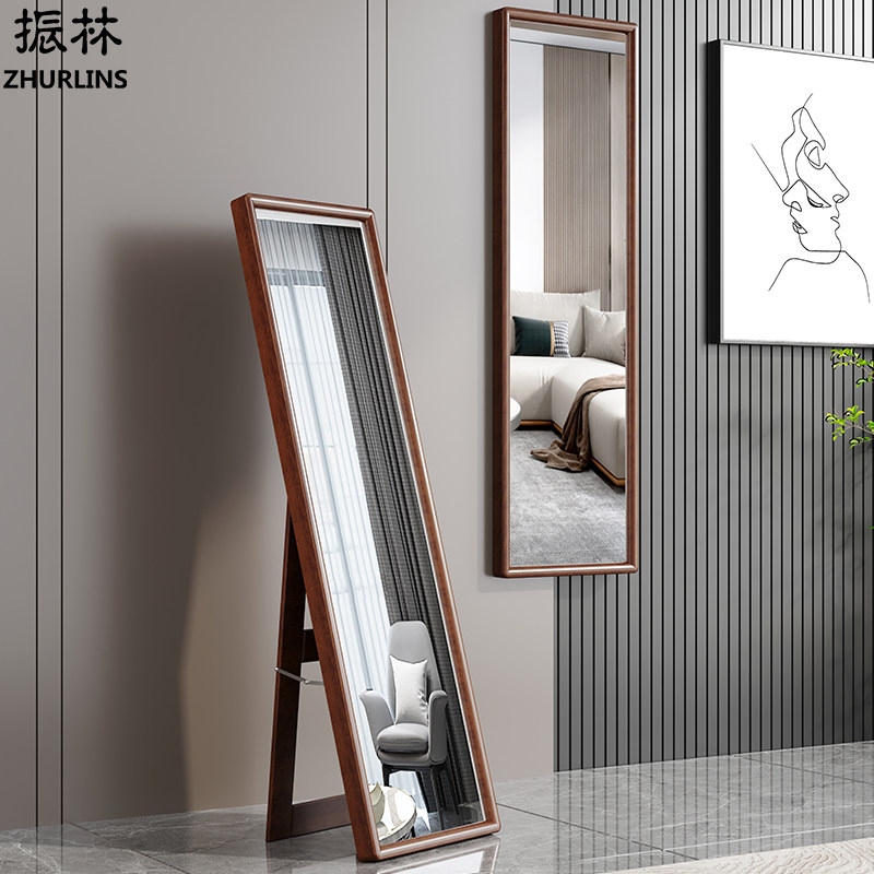 Full Body Full Body Mirror Sticker Wall Home Wall-mounted Girl Bedroom Hanging Wall Solid Wood Size Full Body Mirror Floor Ins Wind