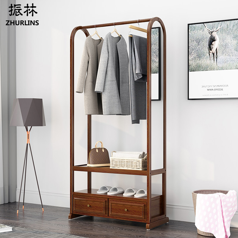 Solid Wood Hanger Floor Bedroom Audition Full Body Mirror Hanging Hanger Shelving Shelving Racks Integrated Home Minimalist Vertical Cloakhat Rack