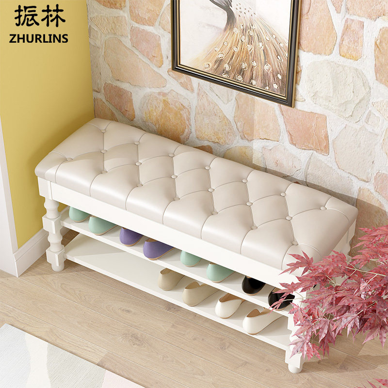 Nordic Style Shoes Changing Bench Shoe Cabinet Solid Wood Storage Stool American Storage Stool Home Shoe Rack Sofa Stool Doorway Can