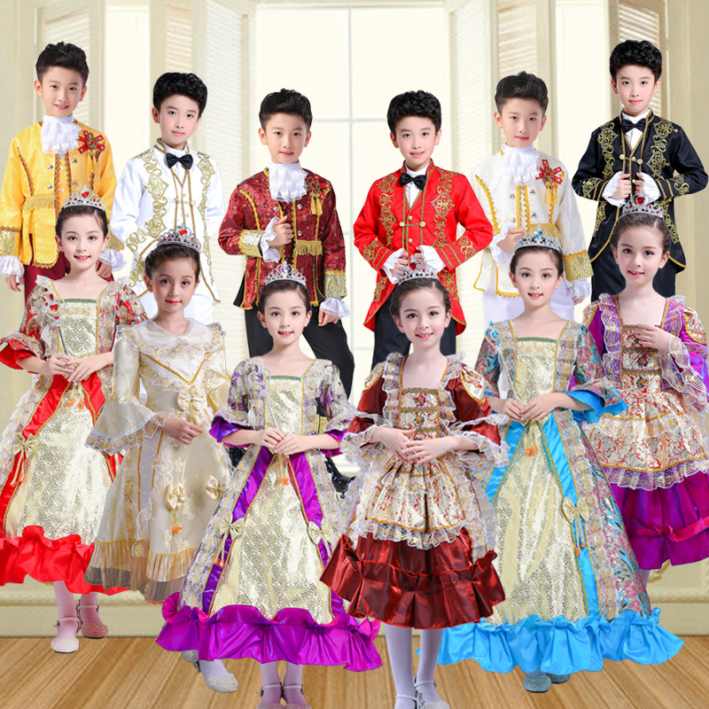 Children's European-Style Palace Performance Costumes, Men's and Women's Formal Wear, King, Queen, Princess, Prince Performance Costumes, Masquerade Costumes
