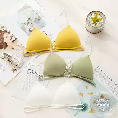 French triangle cup thin shoulder strap beautiful back without steel ring underwear female back invisible sexy thin and breathable girl bra