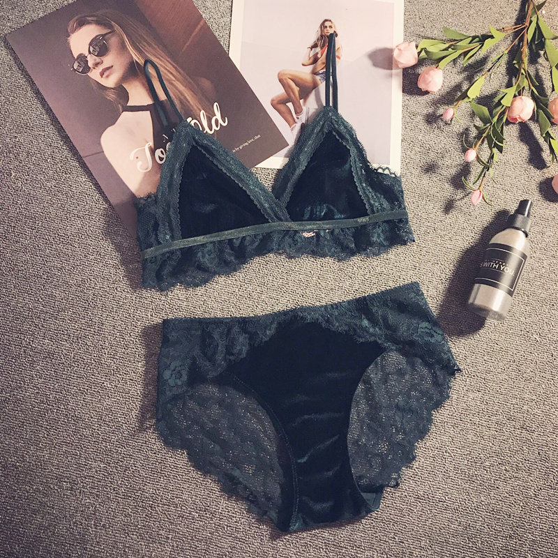 French bralette Ultra-thin Velvet Non Steel Coil Trigonometer Lightwear Lace Sexy Beautiful Background Breath Sex