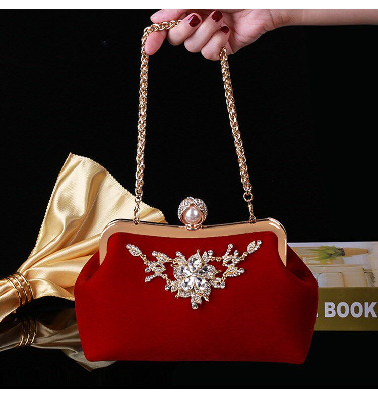 Клатч 2023新款结婚手包女婚礼新娘手拿包红色手提包配礼服包包旗袍小包 OTHER