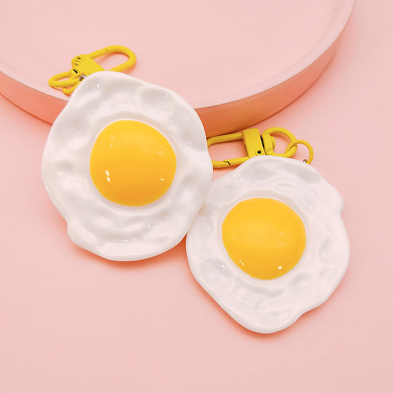Cute Realistic Custard Fried Egg Keychain Girl's Backpack Pendant Best Friend Gift Accessory Fried Egg Backpack Decoration