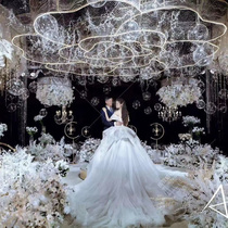 Wedding props led light box wedding hall layout stage ceiling decorations wrought iron flower shape glowing Rose
