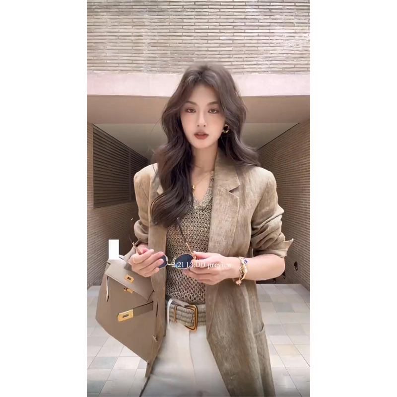 Brown Blazer for Women, Elegant 2026 Spring New Casual Fashion Loose-Fitting Commuter Professional Suit Top Brown Blazer for Women, Elegant 2026 Spring New Casual Fashion Loose-Fitting Commuter Professional Suit Top