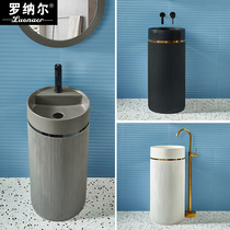 Nordic slate pedestal basin floor-standing designer one-piece light luxury art washbasin industrial style round washbasin