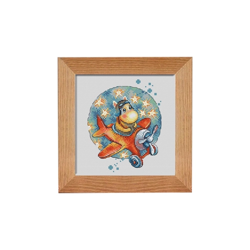 Французский набор для вышивки крестом DMC с животным узором для гостиной и спальни, серия с точным принтом бегемота-Маленький самолет