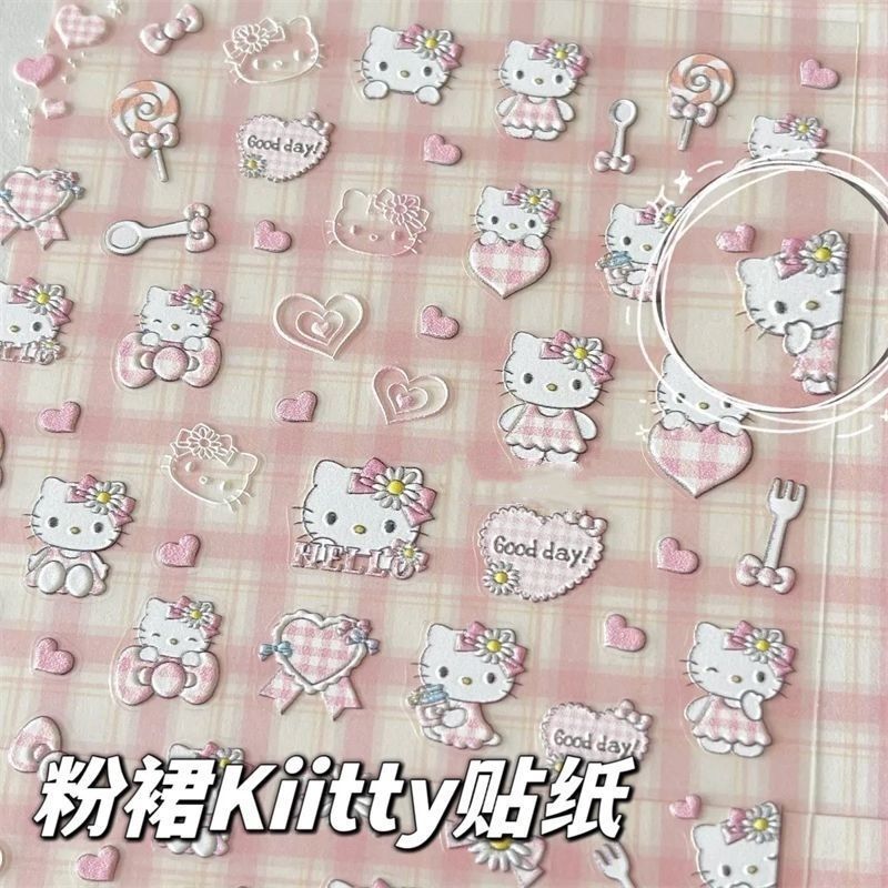 Kitty Cat Pink Dress Nail Art Stickers Embossed DIY Mixed Journal Decoration Waterproof Hello Kitty Material Small Stickers Kitty Cat Pink Dress Nail Art Stickers Embossed DIY Mixed Journal Decoration Waterproof Hello Kitty Material Small Stickers