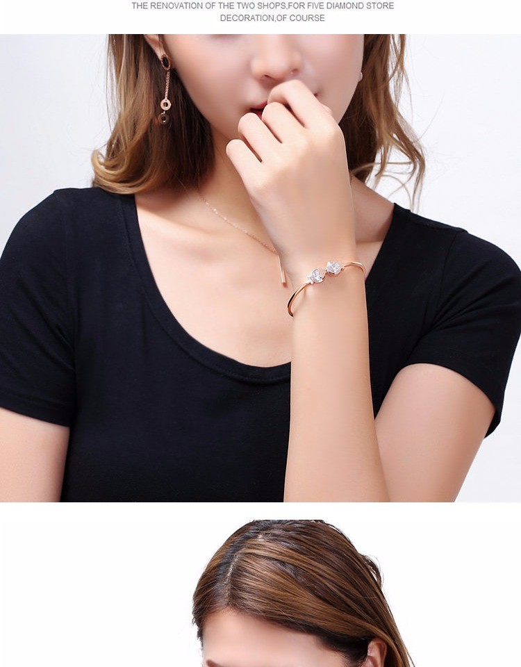 Vòng tay vàng hồng hôn cá Song Ngư Không phai mạ Vàng 18K Trang sức Vàng Mở Vòng tay bằng thép Titan gỗ huyết rồng