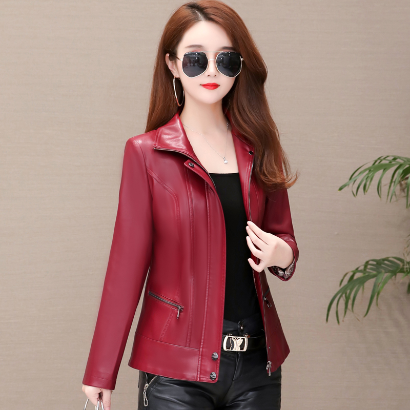 2020 mùa xuân dress New Haining Da nữ áo khoác ngắn áo khoác Mom Leather Jacket Trung Tuổi Big Size nữ