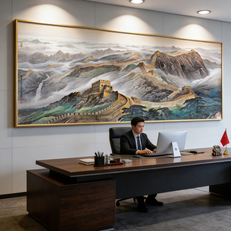 The Great Wall of China Landscape Painting Chinese Painting Living Room Sofa Background Wall Hanging Painting Mural Office Decoration Calligraphy and Painting Landscape Painting
