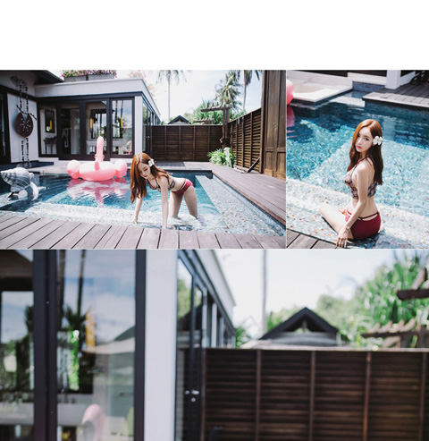 Áo tắm màu đỏ với bộ đồ bơi bikini màu đỏ rượu vang gợi cảm mỏng trắng chia đôi áo tắm bikini nữ đồ bơi tay dài nữ