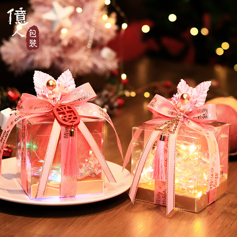 New Pink Family Apple Gift Box Transparent Apple Packaging Box Christmas Eve Apple Box Gift