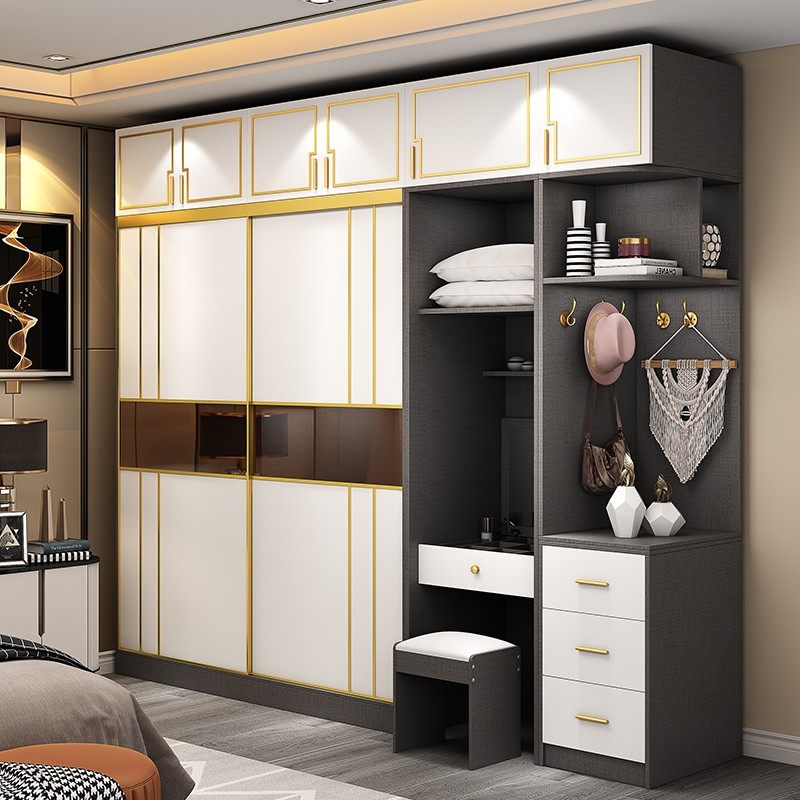 Light extravagant wardrobe minimalist modern bedroom Home cupboard environmentally-friendly assembly 2 doors 3-door sliding door Ramen wardrobe closet