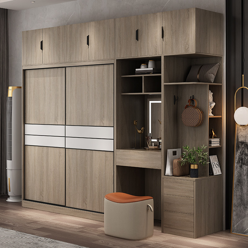 Nordic Solid Wood Wardrobe Brief Modern Bedroom Home Environmentally Friendly door Cloister multilayer eco-board Ramen wardrobe