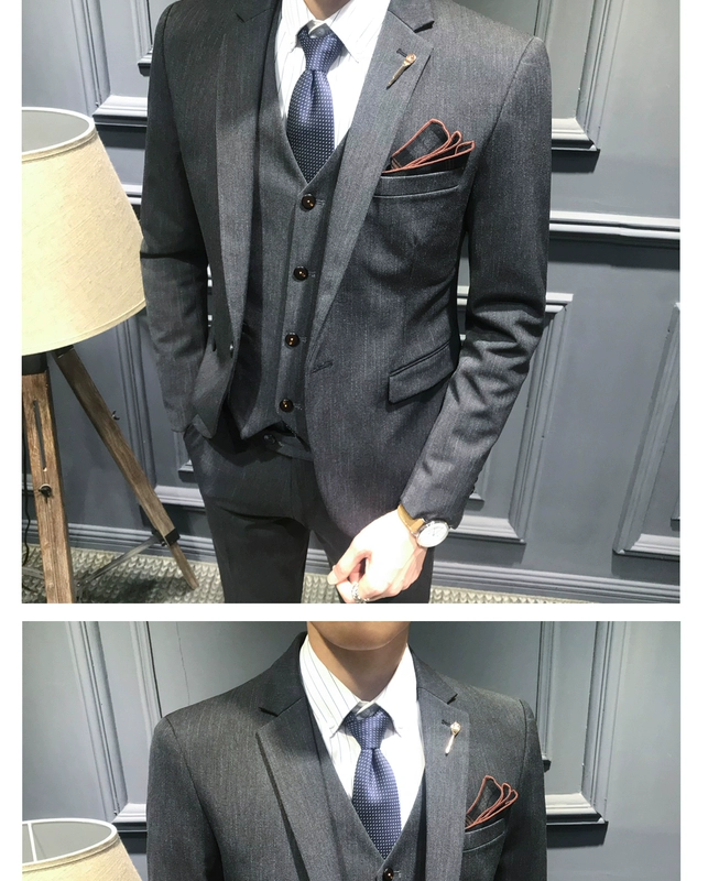 Mùa thu sọc phù hợp với nam phù hợp với phiên bản nam Hàn Quốc của Slim chú rể bình thường