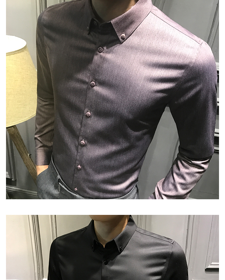 Mùa thu đông 2018 giản dị áo sơ mi dài tay nam thời trang đẹp trai Slim cộng áo nhung dày nam Anh phiên bản Hàn Quốc của quần áo inch sơ mi hàn quốc