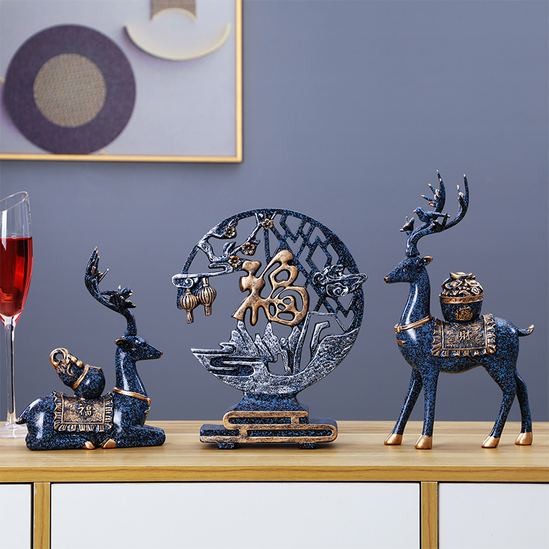 Decorative Swing Accessories Home Living Room Genguan Bogu Stand Office Jo Relocation New Chinese Pure Handcrafted Foru Resin Suit