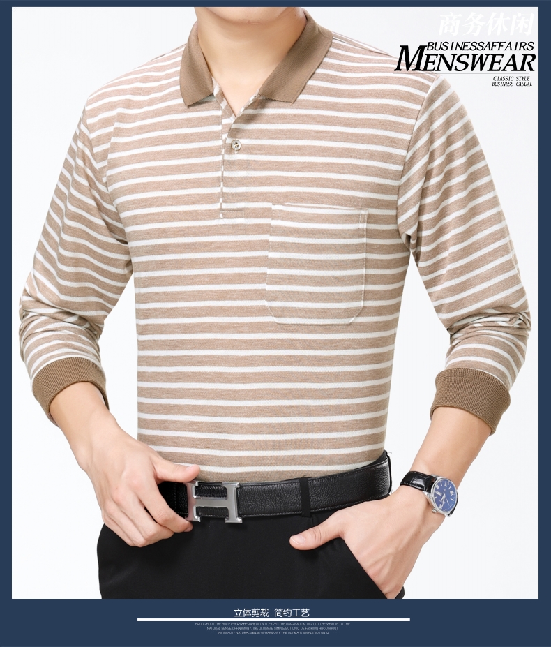 Bố tải áo thun nam trung niên tay dài mùa thu ve áo cotton mỏng phần áo thun nam trung niên áo thun nam đẹp