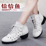 Летняя обувь, модные танцующие туфли, мягкая подошва, из натуральной кожи