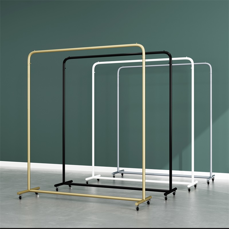 Clothing store display rack gold women's clothing store shelf floor hanging hanger display rack light luxury style hanger with wheels