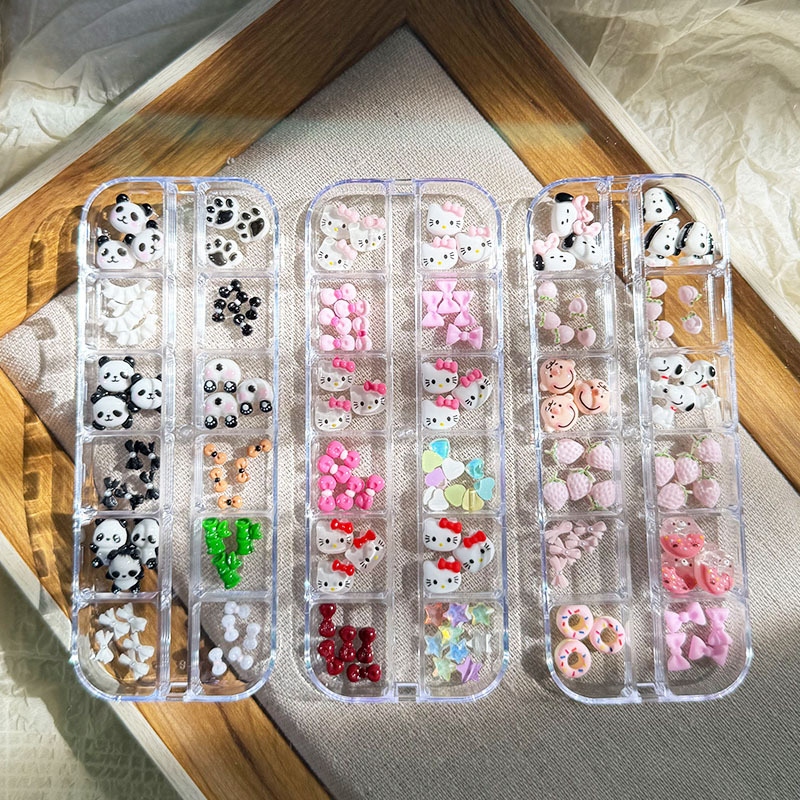 Dopamine Hello Kitty Panda Puppy Cartoon Nail Art Accessories Wearable Nail Decorations