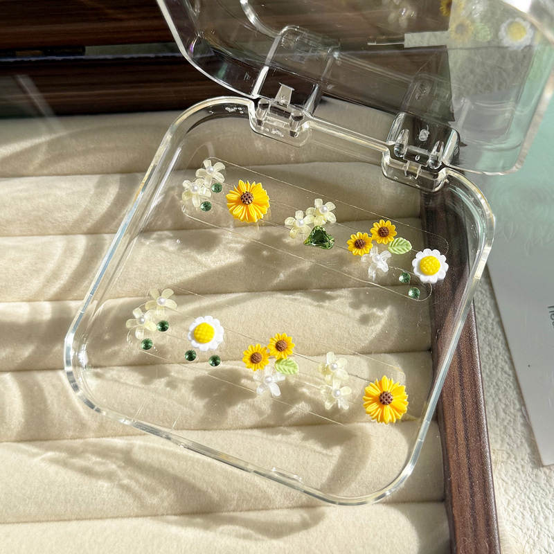 Simulated Sunflower Nail Art Decoration Material Kit, Three-Dimensional Versatile Small Daisy Sunflower DIY Wearable Nail Accessories