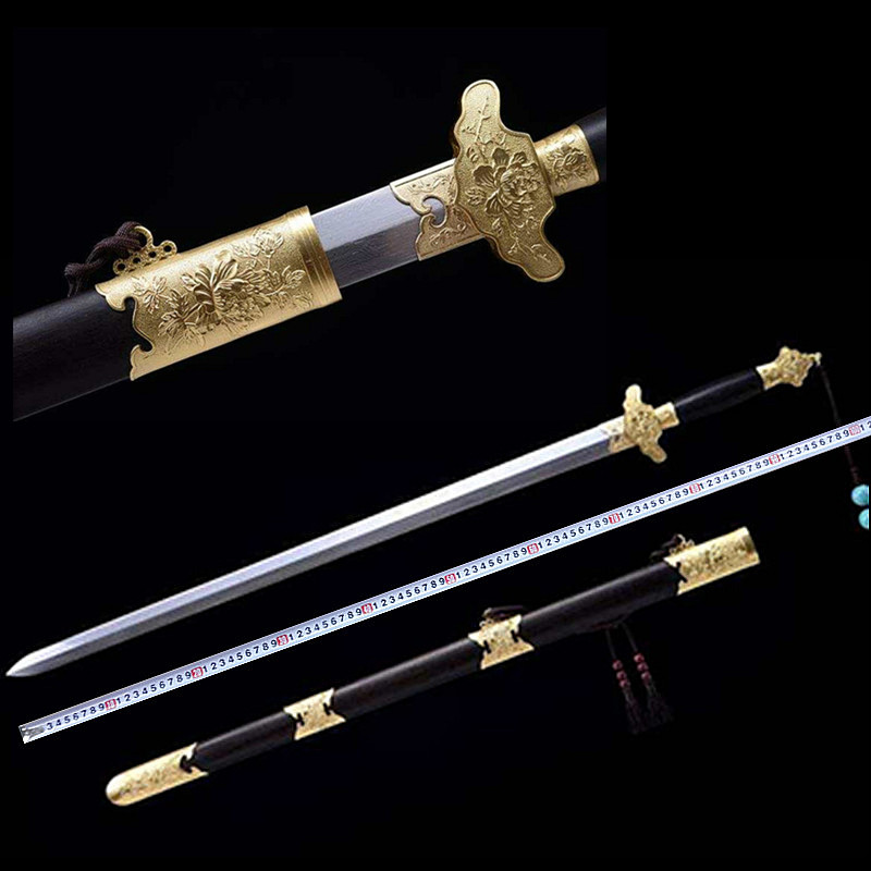 Bronze Dress Rich Peony Sword Flower Pattern Steel Clear Sword Hard Sword Collection Decorative Gift Sword Unopened Blade