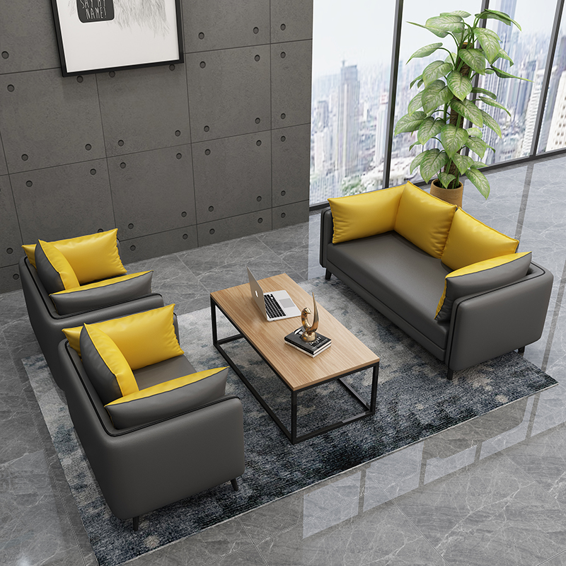 Minimalist modern office sofa Trio Position reception room Business office sofa tea table Composition 4s Clothing shop
