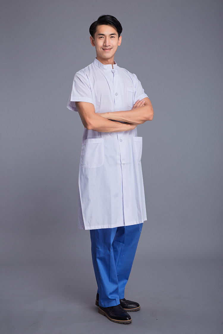 Yuelan heart medical white coat doctor doctor experimental guard school uniform male style short-sleeved summer stand-up collar overalls