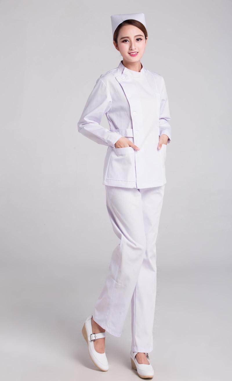 护士服分体套装ICU冬装长袖女医生药房美容院工作服制服白大褂-阿里巴巴