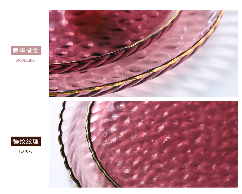 The see colour plate of light purple glass creative steak plate web celebrity modern key-2 luxury ins western - style food tableware plate of household food tray