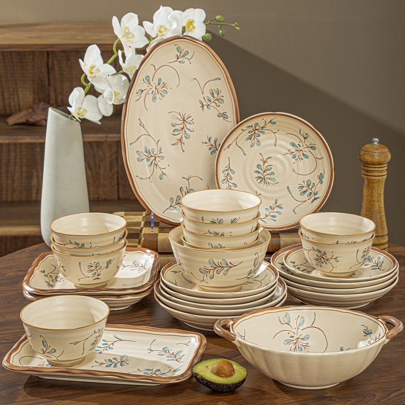 New Chinese-Style Underglaze Color Tableware 2026 New Model Bowl and Plate Set for Home Use, High Aesthetic Ceramic Bowls, Plates, and Chopsticks, Housewarming Gift