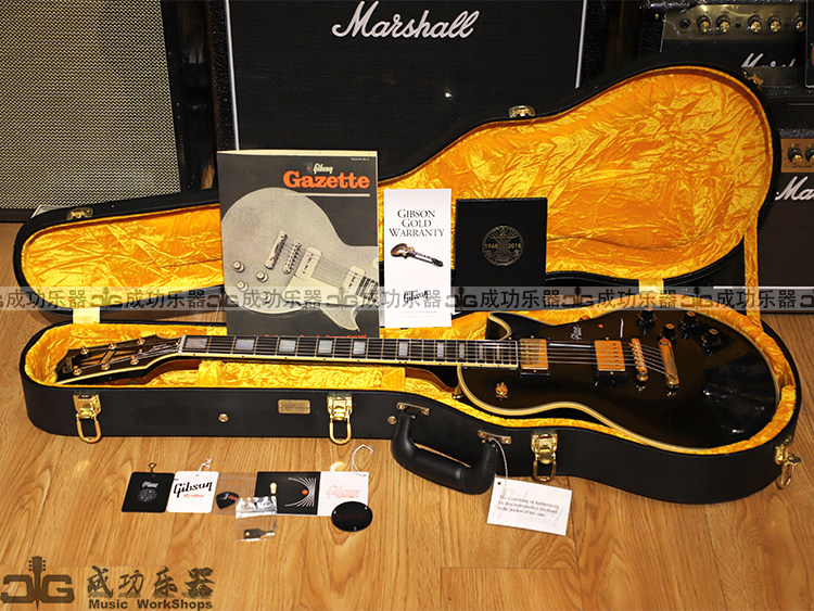 (sold for display) GIBSON50 Anniversary 1968 LP Custom Ebony VOS black card electric guitar-Taobao