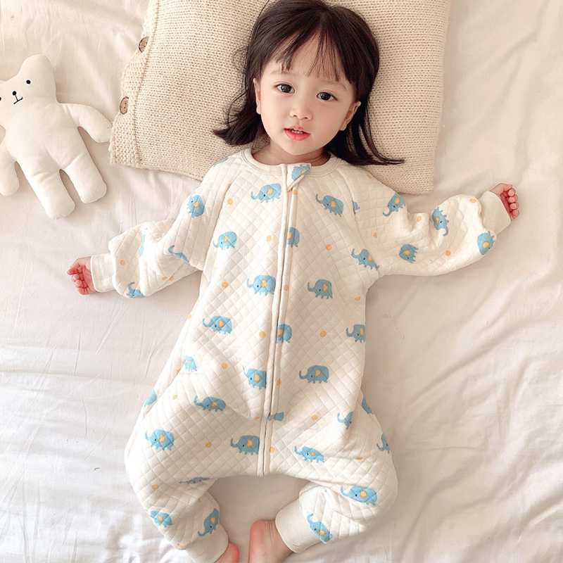Baby sleeping bag spring and autumn pure cotton baby split legs anti-kick by artifact children's pajamas winter boys and girls four seasons universal