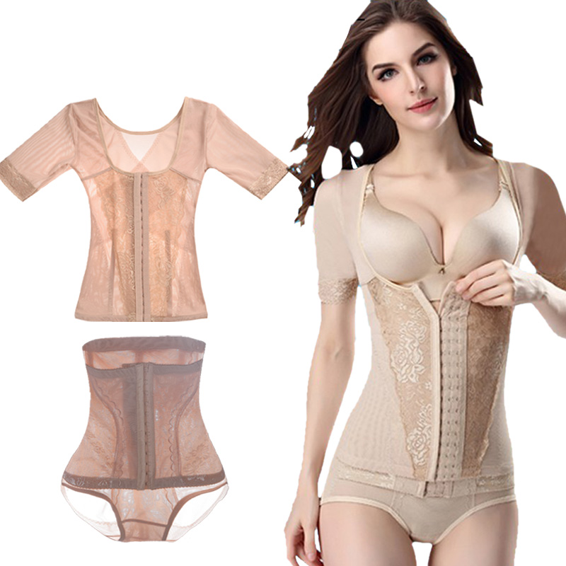 Tay áo cơ thể hình thành đồ lót bụng eo giảm béo chia cơ thể corset ngắn tay áo bó phù hợp với cơ thể nhựa hình nhựa