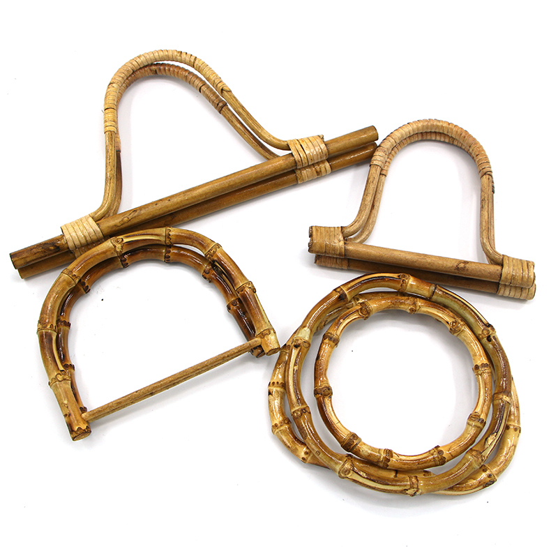 Natural Real Bamboo Handle Bamboo Ring Bamboo Knot Handle D-Shaped Handmade DIY Weaving Gift Box Bag Hardware Accessories