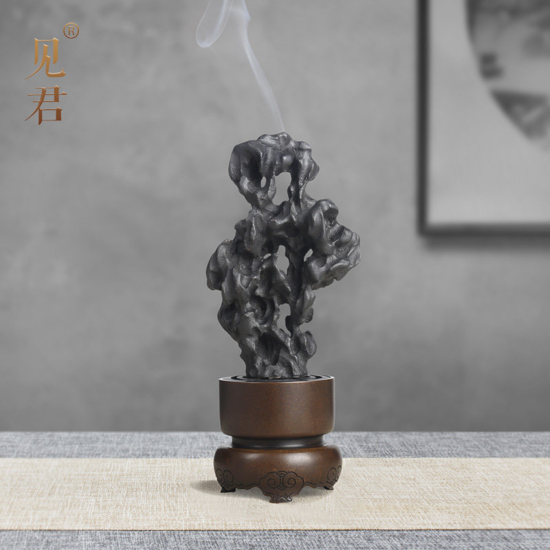 See Jun Aragonite exquisite brass incense burner ring incense burner Copper incense burner ornaments Creative gifts Taihu Stone artwork