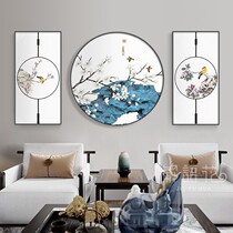 New Chinese Style Decoration Painting Living-room Sofa Background Wall Hung Painting Triptych Restaurant Flowers Bird Country Painting Fabed Mural Painting