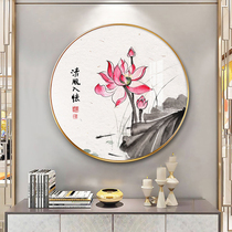 2021 new Chinese style round decoration painting lotus closing door hall entrance to the family hanging painting bedroom bedside dining room wall painting wall