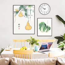 2021 new clock hanging painting New Chinese style dining room Restaurant decoration painting table wall fresco modern minimalist composition